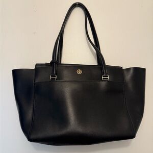 Tory Burch Black Leather Robinson Tote Bag